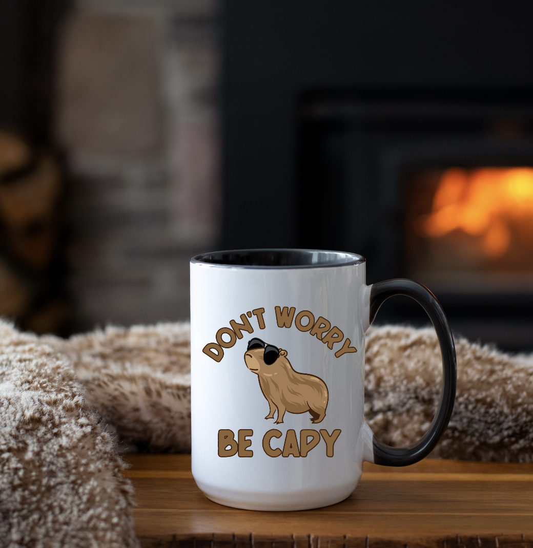 Don't Worry Be Capy | Capybara is My Spirit Animal Capybara Coffee Mug - Image 2