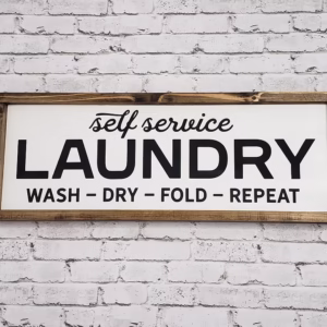 Laundry Self Service Wood Sign Farmhouse Laundry Wood Sign Laundry Decor